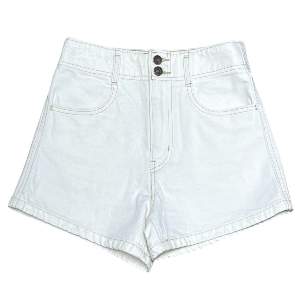Levi’s White High-Waisted Mom Shorts Contrast Stitching Women’s Size 24
